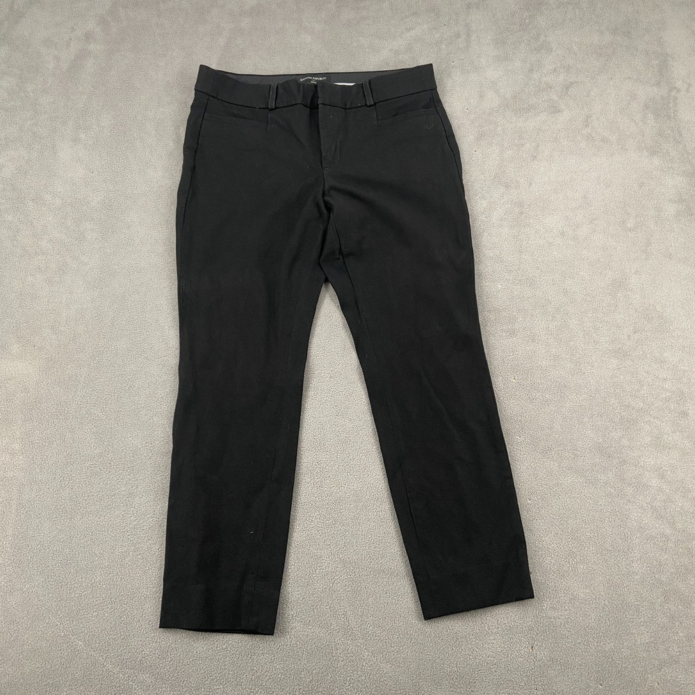 Banana Republic Sloan Pants Women 6 Petite Black Stretch Classic Fit Flat Front